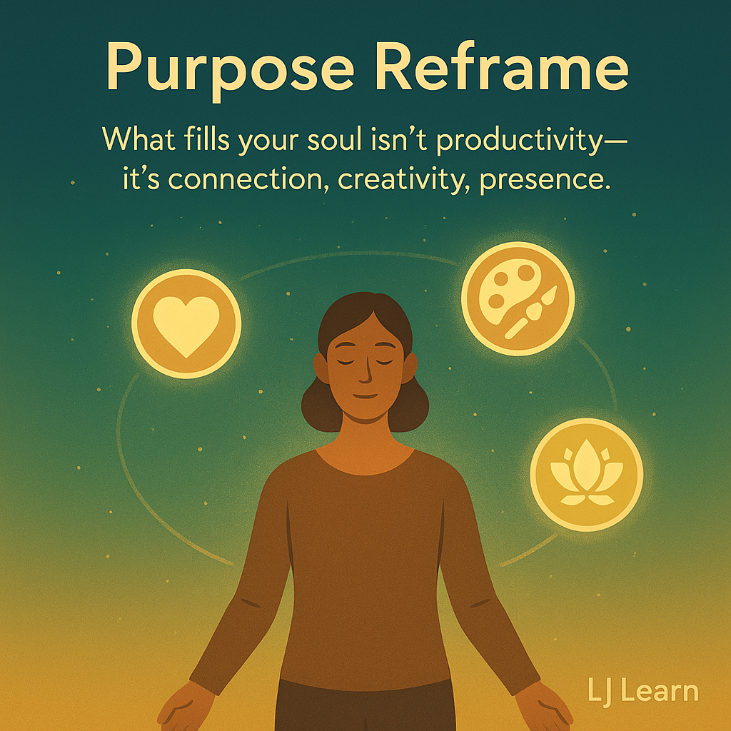 Purpose Reframe - what fills your soul isn't productivy- its connection, creativity, presence